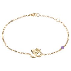 Nicofilimon The Jewelry Designer - Chain Om Bracelet 14Kt Amethsyt Handcrafted Yoga Jewelry Modern Amethyst Yellow Gold, 14K Gold