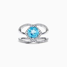 Effy 14K White Gold Blue Topaz and Diamond Ring, 2.84 TCW Topaz And Diamond Ring, Effy Jewelry, Fabulous Jewelry, White Stone, Exquisite Jewelry, Blue Topaz, Turquoise Ring, Sapphire Ring, Round Diamonds