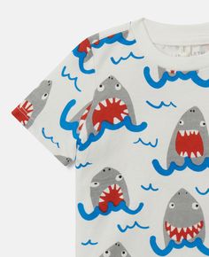 Discover Stella's Ivory Shark Print T-Shirt today. Free standard shipping is available on all orders. Shop online now. Sharks For Kids, Gift Guide Women, Shark Print, Baby Boy Dress, Boy Outerwear, Short Denim Skirt, Summertime Fun, Bags Logo, Baby Sale