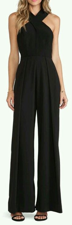 I like the fall of this one, it doesnt look frumpy, though it may be too simple Sleek Jumpsuit, Elegant Jumpsuit, Woman In Black, Jairzinho, Street Style Chic, Revolve Clothing