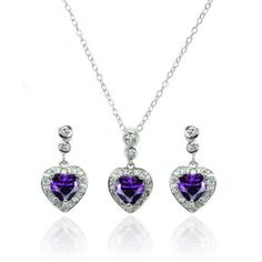 925 Rhodium Plated Clear And Purple Heart Cz Dangling Stud Earring And Necklace Set Finishnickel Free Rhodium Plated Stone Count33 Cubic Zirconia Stones Chain Length16"-18" Adjustable Pendant Dimensions9mm X 18mm Earring Dimensions10mm X 18mm Sterling Silver Heart Jewelry Sets For Anniversary, Silver Heart Jewelry Sets For Anniversary, Silver Heart-shaped Jewelry Sets For Anniversary, Formal Cubic Zirconia Jewelry With Heart Charm, Silver Heart Cut Jewelry Sets For Valentine's Day, Valentine's Day Silver Heart-cut Jewelry Sets, Valentine's Day Silver Jewelry Sets With Heart Cut, Elegant Heart-shaped Jewelry Sets For Anniversary, Heart-shaped Cubic Zirconia Jewelry Sets For Anniversary