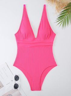 One-piece V-neck Backless Bikini Beach Wardrobe, Pink One Piece, Swimsuit Women, Swimming Costume, Beach Wear Dresses, Dress Gift, One Piece For Women, Swimwear Collection, Monokini