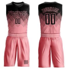 a pink and black basketball uniform with the name teamname 00 printed on the front