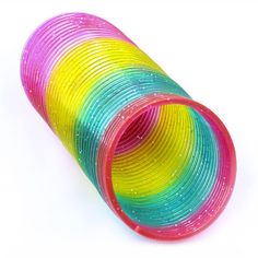 multicolored plastic tube on white background