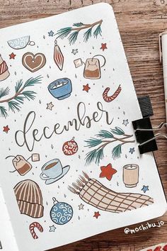 Bullet journal - idée pour le thème de décembre Bullet Journal Noel, December Bullet Journal Ideas, Christmas Bullet Journal, Bullet Journal Christmas, December Bullet Journal, Creating A Bullet Journal