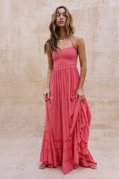 Extratropical Maxi Dress | Free People Spring Break Dress, Bright Colors Fashion, Long Flowy Dress, Backless Long Dress, Rush Dresses, Casual Outfit Inspiration, Strapless Maxi, Flowy Maxi Dress, Strapless Maxi Dress