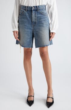 Washed and worn denim cutoffs are cut from pure cotton in a super slouchy fit you'll love. 7" inseam; 24" leg opening; 13" front rise; 16" back rise (size 29) Zip fly with button closure Five-pocket style 100% cotton Dry clean or machine wash, tumble dry Made in the USA of imported fabric Distressed Cutoff Bottoms In Recycled Denim, Summer Washed Rigid Denim Bottoms, Distressed Cutoff Recycled Denim Bottoms, Distressed Recycled Denim Cutoff Bottoms, Summer Distressed Recycled Denim Bottoms, Ripped Cutoff Bottoms For Everyday, Medium Wash Cutoff Rigid Denim Shorts, Distressed Relaxed Fit Cutoff Jean Shorts, Relaxed Fit Distressed Cutoff Jean Shorts