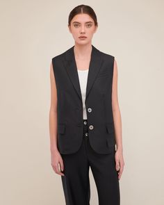 Olivia Blazer Vest | MARISSA WEBB Office Vest With Welt Pockets And Notch Lapel, Classic Notch Lapel Vest For Office, Tailored Notch Lapel Vest For Office, Tailored Vest With Welt Pockets For Office, Tailored Blazer With Vest For Office, Tailored Office Vest With Welt Pockets, Sleeveless Vest For Office Wear In Fall, Fall Business Casual Blazer, Office Vest With Notch Lapel And Tailored Fit