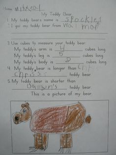 a child's drawing of a cow with the words, my teddy bear and his name