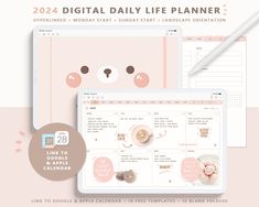 the digital daily life planner is shown with an image of a teddy bear on it