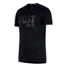 Men's Nike Alphabet Printing Sports Round Neck Pullover Short Sleeve Black T-Shirt AH2258-010 Nike Dri-fit T-shirt For Running, Nike Athletic Fit Sports T-shirt, Functional Dri-fit T-shirt For Sports, Dri-fit Crew Neck Top For Sports Season, Dri-fit Crew Neck T-shirt For Streetwear, Dri-fit Crew Neck T-shirt For Sportswear, Dri-fit T-shirt For Sports Events, Dri-fit Athletic Fit Short Sleeve Tops, Athletic Fit Dri-fit Short Sleeve Top