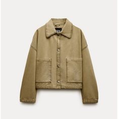 New Zara Overshirt With Topstitching Zw Collection Sz M Ss24 Tan Brown Wind Jacket, Black Denim Jacket, Oversized Jacket, Zara Jackets, Zara Woman, Short En Jean, Skorts, Trouser Jeans, Swimwear Accessories