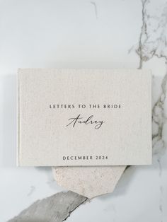 a white card with the words, letters to the bride aboy on it