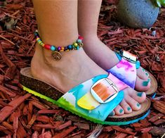 Be Soleful! Watercolor Tie-Dye Birkenstock-style adjustable buckled slide sandals in size 7-10 -perfect for the hippie chick! Be bright, be bold, and be colorful in these super comfy and cute tie-dye slide sandals! **Please note these are NOT the Birkenstock brand - they are made from high quality shoes that are just as cute and comfy** Birkenstock Style, Hippie Chick, Tie And Dye, Buckle Sandals, High Quality Shoes, Be Bold, Slide Sandals, New Shoes, Women's Shoes Sandals