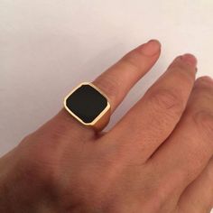 Signet Ring, Onyx Ring, women ring, men ring, Black Onyx Ring. Gold Signet Ring, Black square Signet Ring, Man Pinky Ring, Woman Pinky Ring by Limajewelry on Etsy https://www.etsy.com/listing/260381332/signet-ring-onyx-ring-women-ring-men Modern Black Promise Ring, Minimalist Black Rings For Formal Occasions, Adjustable Black Minimalist Signet Ring, Modern Black Rings As Gifts, Modern Black Rings For Gifts, Black Minimalist Signet Ring For Formal Events, Black Minimalist Signet Ring For Formal Occasions, Modern Black Rings For Gift, Black Rectangular Ring Gift