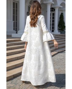 Get 10% off now! Buy exotic embroidered white abaya muslim party dress for eid at cheap price online. Free stable shipping and pro custom service since 2009. White Maxi Dress For Eid, White Maxi Dress For Eid Festival, Elegant Embroidered Eid Gown, Elegant Embroidered Gown For Eid, White Embroidered Maxi Gown, White Embroidered Maxi Length Gown, Elegant White Maxi Dress For Festive Occasions, Elegant Embroidered Abaya For Festive Occasions, Eid Embroidered Long Sleeve Gown