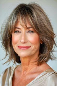 Tousled Layered Long Bob Haircut for Women Over 50. Flattering Haircuts For Women Over 50, Haïr Style Over 50, Layered Stacked Bob Haircut Over 50, Thick Coarse Hairstyles Medium, 2024 Hair Styles For Women Over 50, Haircut Women Over 50, Layered Bob Hairstyles Shoulder Length, Long Bob Haircuts With Layers, Layered Bob With Fringe