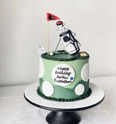 a birthday cake with a golf theme on it