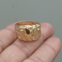 10kt Solid Gold Nugget Ring Weight 5.69 Gram Size 10.5 Ring Top Size 19.8*14.9 Mm Please Check The Picture Carefully Understand The Size Of Ring Gold Nugget Ring, Gold Nugget, Ring For Men, Mens Accessories Jewelry, Solid Gold, Rings For Men, Mens Accessories, Size 10, Stamp