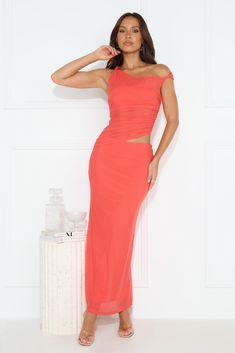 Length from shoulder to hem of size S: 135cm. Chest: 34cm, Waist: 30cm, across front only of size S. Maxi dress. Semi-lined. Model is a standard XS and is wearing size XS. True to size. Stretch. Mesh. Sheer bodice. Off-the-shoulder. Twisted straps. Cutout to waist. Zipper with hook eye closure. Cold hand wash only. Polyester/Spandex. Channel your inner romantic with the Love Wish Mesh Off Shoulder Maxi Dress. Featuring a sheer bodice, and an off-the-shoulder design with twisted straps. Style wit Coral Mini Dress, Maxi Dress Red, Off Shoulder Maxi Dress, Long Bodycon Dress, Shower Dresses, Jumpsuits And Romper, Long Sleeve Lace Dress, Mini Dresses Summer, Long Sleeve Bodycon Dress