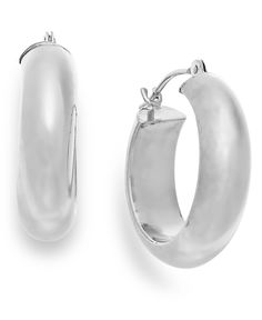 in stock Hoop Metal Jewelry With Polished Finish, Polished Metal Hoop Jewelry, Sterling Silver Rounded Jewelry, Macy's Small Hoop Earrings For Formal Occasions, Macy's Classic Hoop Earrings, Small Hoop Metal Jewelry With Shiny Finish, Silver Oval Tarnish Resistant Hoop Earrings, Shiny Metal Hoop Jewelry, Classic Small Hoop Jewelry From Macy's