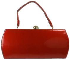 Classic Red Bag With Glossy Finish, Elegant Red Bag With Glossy Finish, Red Glossy Formal Bags, Formal Red Bags With Glossy Finish, Formal Red Bag With Glossy Finish, Red Retro Formal Bag, Retro Red Formal Bag, Vintage Red Formal Bag, Vintage Red Formal Bags