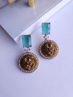 Length around 2.5 inches Contemporary Earrings, Mint