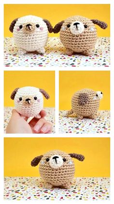 crocheted stuffed animal made to look like a dog's head and eyes