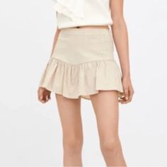 Brand New Never Worn Shorts Under Skirt *Cover Photo Is Similar Skort Photo I Found Online, Not The Exact Skort* Chic Tiered Skort With Built-in Shorts, Chic Short Mini Skirt For Brunch, Chic Mini Skort With Ruffle Hem, High-waist Beige Ruffled Bottoms, Chic Ruffle Hem Mini Skort, Mini Length Shorts With Ruffle Hem, Summer Skirts With Built-in Shorts, Chic Skort With Ruffles For Day Out, Trendy High Waist Ruffles Skort