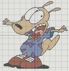 a cross stitch pattern with an image of a cartoon character in the middle of it