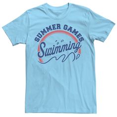 a blue t - shirt that says summer games is swimming