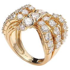 Ring in 18kt yellow gold set with diamonds 4.84 cts  Size 52 Yellow Gold Diamond Ring, Stones Jewelry, Yellow Gold Setting, Gold Diamond Ring, Wooden Jewelry Boxes, Domed Ring, Gold Diamond Rings, Jewelry Boxes, Gold Set