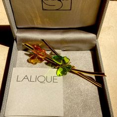 2 Pretty Butterflies On A Golden Stalk. Elegant Lalique! Lalique Jewelry, Pretty Butterflies, 2 Pretty, Lalique, Brooches, Butterflies, Women Jewelry, Gold, Women Shopping