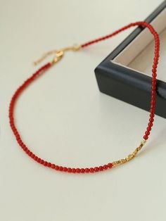 Introducing our Red Agate Beaded Necklace with scattered gold accents - the perfect accessory for enhancing your complexion and adding a touch of luxury. Versatile, sophisticated and timeless, this must-have necklace features delicate natural agate beads and exquisite craftsmanship. Don't miss out on capturing the festive spirit with this chic and sophisticated piece. Metal: 18K Recycled Gold Plated On Brass Gemstone: Red Onyx Agate Dimensions: 3.5mm Necklace Length: 400-450mm Weight: 7g Edison Pearls, Gemstone Beaded Necklace, Onyx Bead, Tiger Eye Stone, Red Agate, Recycled Gold, Agate Beads, Necklace Length, Ring Bracelet