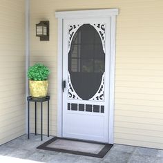 RELIABILT 36-in x 80-in White Vinyl Hinged Screen Door in the Screen Doors department at Lowes.com Vinyl Frames, Door Dimensions, Sun Porch, Screen Doors, Screen Door, Porch Ideas, White Vinyl, A Mother, Hinges