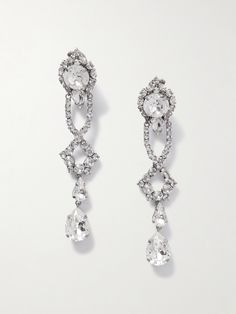 Balenciaga's aptly named 'Palazzo' earrings bring all the glamour you need for a big event. Made from silver-tone metal, they're set with luminous crystals of different shapes and cuts and fall to a jaw-grazing drop. Style yours with tailoring or a gown. Formal Bridal Diamond Clip-on Earrings, Silver Luxury Clip-on Diamond Earrings, Elegant Formal Clip-on Diamond Earrings, Clip-on Drop Earrings For Bridal Evening, Luxury Silver Clip-on Earrings For Formal Occasions, Luxury Pierced Chandelier Earrings For Formal Events, Formal Clip-on Diamond Drop Earrings, Elegant Diamond Clip-on Earrings, Evening White Gold Pierced Bridal Earrings