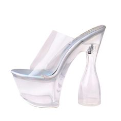 TAAFO Transparent Thick Platform Sandals Chunky Heels Open Toe PVC Shoes For Lady Women Clear Slippers White-35 High Heel Jelly Sandals With Clear Strap, Clear Open Toe Heels With Translucent Outsole, Modern Clear Platform Heels, Clear Block Heel Jelly Sandals For Party, Trendy Clear High Heel Shoes, Trendy Clear High Heels, Trendy High Heel Clear Jelly Sandals, Jelly Round Toe Sandals For Party, Clear Sandals With Translucent Outsole For Party