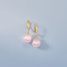 Ross-Simons - 11.5-12.5mm Pink Cultured Pearl Drop Earrings in 14kt Yellow Gold. Refined and elegant, these 11.5-12.5mm pink cultured freshwater pearl drop earrings resemble more costly South Sea pearls. Set in 14kt yellow gold. Hanging length is 1 1/8". Leverback, pink pearl drop earrings. Pearl birthstones are the perfect gift for June birthdays. Drop Earrings Pearl, Lavender Necklace, Triple Hoop Earrings, Cultured Pearl Bracelet, Pearl Birthstone, Freshwater Pearl Drop Earrings, Fine Jewelery, Sea Pearls, South Sea Pearls