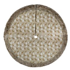 a round rug with deers on it and a circle hole in the middle that has been cut into smaller circles