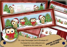 an owl themed christmas card and envelope kit