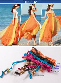 Summer holiday is coming, beach party is on the way, you should get on shinning beach wear for this date. This chiffon long pleated skirt will make you charming like princess. What隆炉s more, this skirt with belt on, can also wear as empire beach dress.Material: Chiffon and Polyester5 Colors available: Sky blue, Red and White, Orange, Khaki, GreenSize: Waist 60-100cm, Length 88cmCollar: StraplessSleeve: SleevelessStyle: Strapless DressDress Length: Full-LengthPattern: PatchworkDecoration: BeltLini Long Pleated Skirt, Chiffon Long Dress, Bohemia Style, Skirt With Belt, Beach Fits, Pleated Long Skirt, Beach Skirt, Skirts Online, Green Skirt