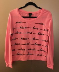 Love And Kisses, Black Writing, Love Kiss, Rue 21, Vintage Clothing, Womens Clothing Tops, Long Sleeve Shirt, Alaska, Sleeve Shirt