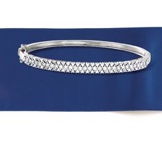 Ross-Simons - .75 ct. t. w. Diamond Bangle Bracelet in Sterling Silver. 7". You'll love our glimmering diamond bangle! In polished sterling silver, it flashes and flickers with three rows of round diamonds, totaling .75 carats. Wear it to the office or to date night. Double-latch safety. Box clasp, diamond bangle bracelet. Diamond birthstones are the perfect gift for April birthdays. Safety Box, Diamond Bangle Bracelet, April Birthday, Bracelet Diamond, Diamond Birthstone, Diamond Bangles Bracelet, Fine Jewelery, Box Clasp, Bare Necessities