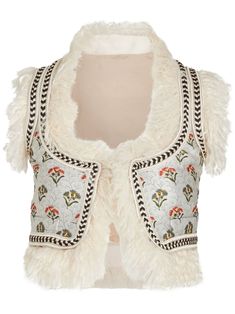 white/multicolour shearling front hook fastening jacquard floral print sleeveless Sleeveless Waistcoat, Paris Haute Couture, Ivory Blouse, Rare Gifts, Wardrobe Edit, Iconic Bags, Demi Fine Jewelry, Giambattista Valli, Boots Fall