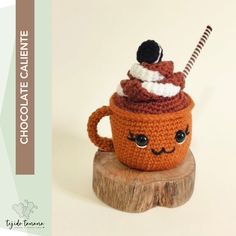 Hello We are TananaCrochet, we invite you to visit our store and see the variety of patterns we have. --- Hello We are TananaCrochet, we invite you to visit our store and see the variety of patterns we have. Mug Amigurumi, Mug Of Hot Chocolate, Hot Chocolate Mug, Crochet Stuff, Hot Chocolate, Crochet Pattern, Amigurumi, Crochet Patterns, Mug