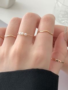 Simple Casual Chic Geometric Rings GOLD-One_size Simple Ring Design, Stylish Jewelry Accessories, Hand Jewelry Rings, Jewelry Necklace Simple, Geometric Rings, Casual Rings, Rings Accessories, Gold Rings Fashion