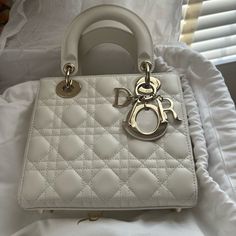 Excellent Condition- Some Stickers Still On Hardware. Comes With Dust Bag And Box As Well. Receipt As Proof Of Purchase. Dior Abc Bag, Lady Dior Abc Bag, Lady Dior, Mini Bag, Abc, Dust Bag, Dior, Bag Lady, Cream