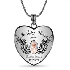 A memorial necklace is a special and precious piece of jewelry that carries memories and emotions. Memorial necklaces are usually made from high-quality materials that give them elegance, magnificence, and long-lasting properties. It's a simple and classic pendant that you can engrave with a special date, name, or photo. It can represent a special moment, an important person, or an event. Wearing a memorial necklace can remind people of those precious memories and feel the emotions and emotions associated with them.
All in all, a memorial necklace is a special and precious piece of jewelry. It is beautiful jewelry and a souvenir that carries memories and emotions, allowing people always to remember and appreciate precious moments. Cute Wings, Picture Heart, Memorial Necklace, Precious Memories, Go For It, In Loving Memory, Precious Moments, Ring Bracelet, Heart Necklace