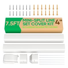 the mini - split line set cover kit includes an assortment of screws and nails