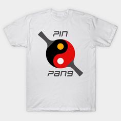 a ping pong t - shirt with the word ping pong in black and red